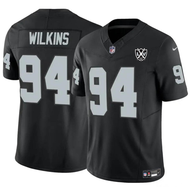 Men's Las Vegas Raiders #94 Christian Wilkins Black 2024 F.U.S.E 65th Anniversary Patch Vapor Football Stitched Jersey